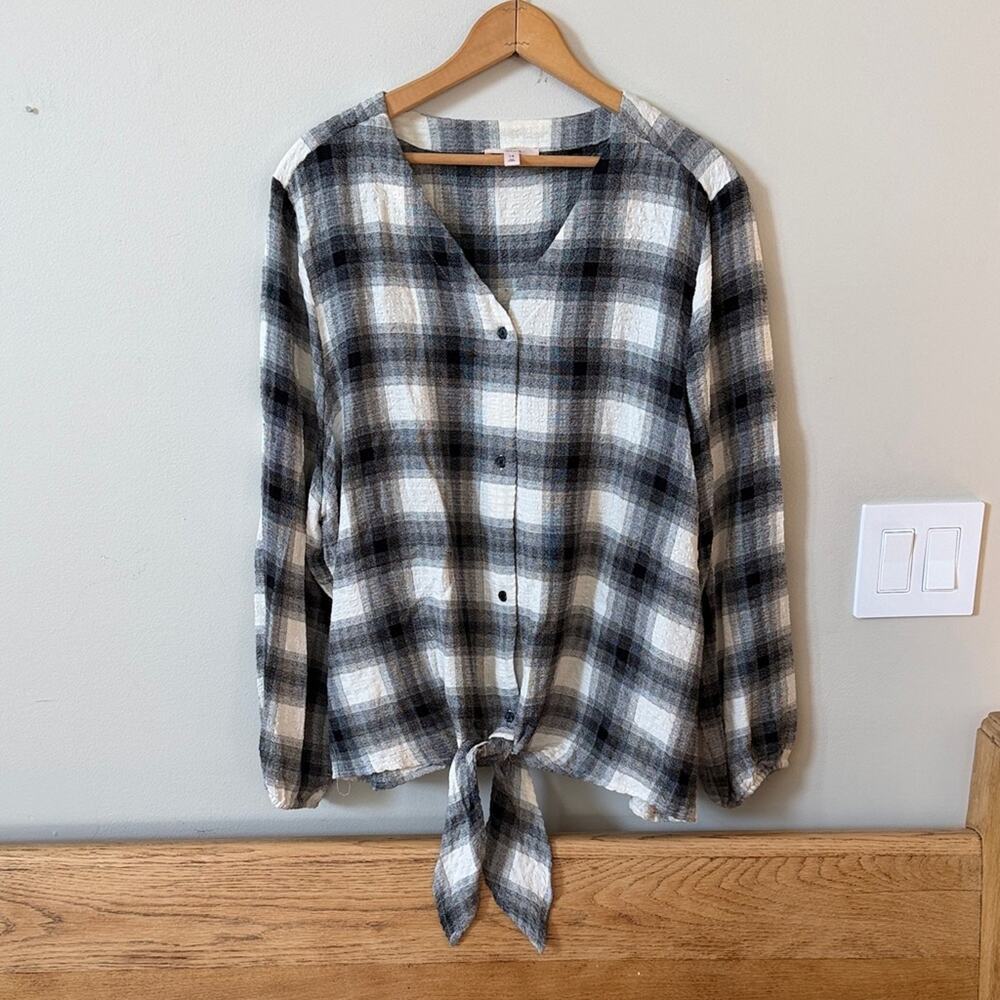 Como Vintage Black and White Plaid Button-Down Shirt size 1x